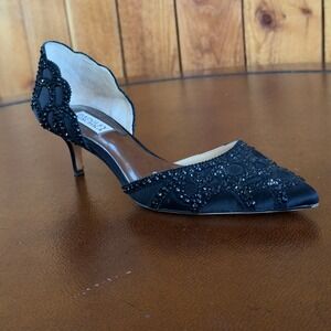 Bagley Mischka Ginny Black‎ Embellished Pointed Toe Dress Pumps Evening Shoes 8